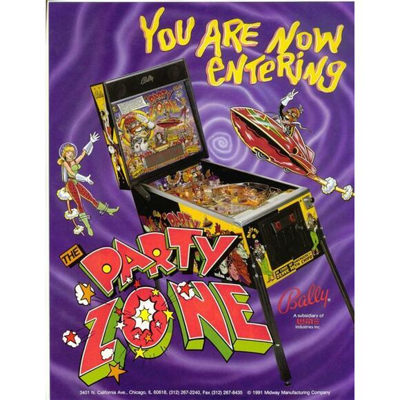 Party Zone Pinball Flyer Original NOS Promo Space Age Artwork Sci-Fi 1991 - Picture 4 of 5